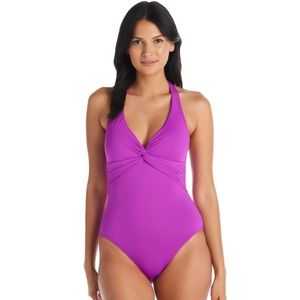 NWT Bleu Rod Beattie Let’s Get Twisted Plunge One Piece Swimsuit